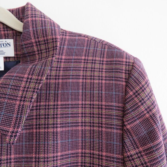 VINTAGE PENDLETON 100% Wool Plaid Blazer in Purple Academia Preppy - Size US 12 - Picture 6 of 15